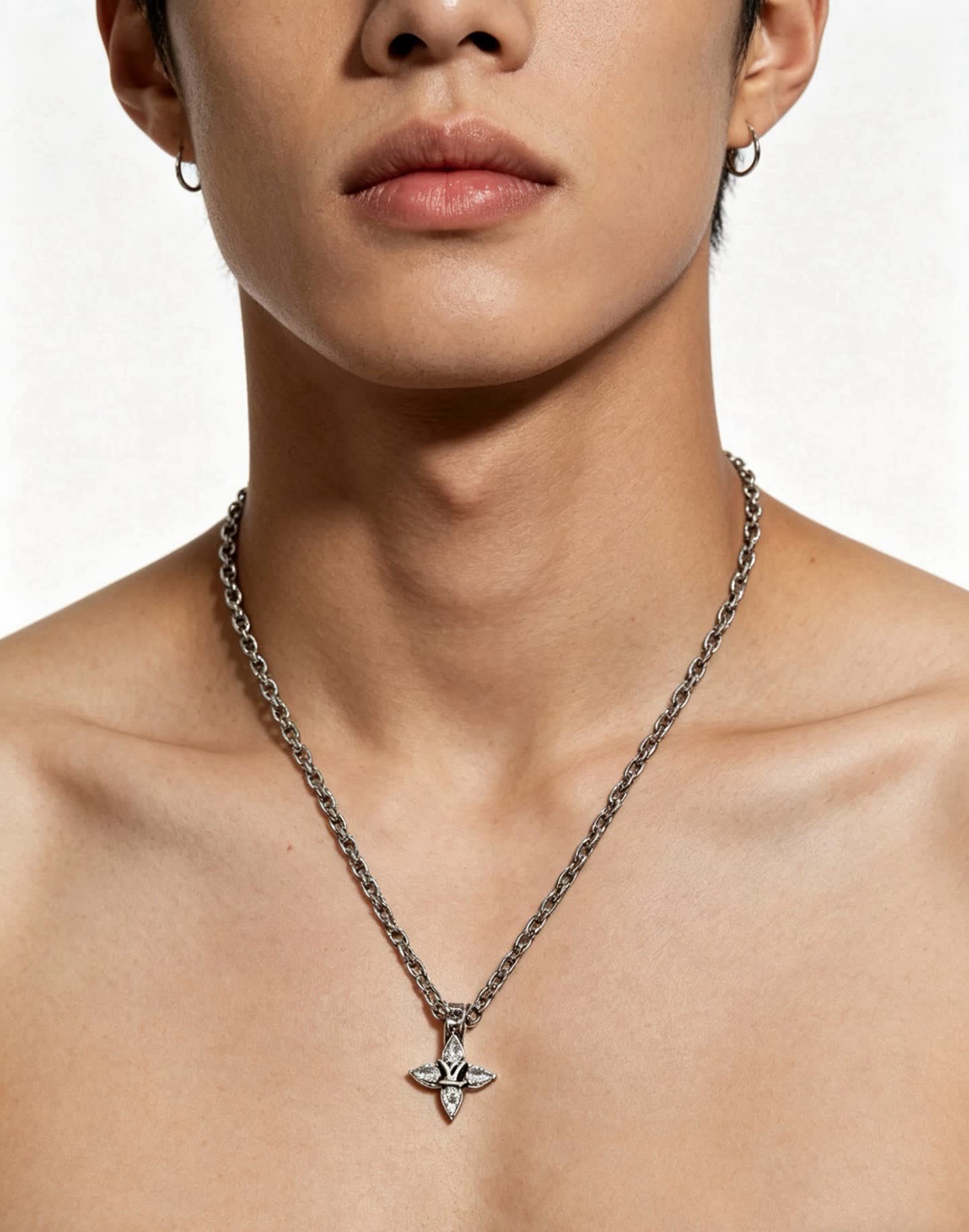 Louis Vuitton Silver Cross Pendant Necklace